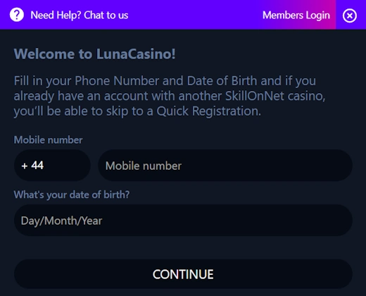 Luna Casino Registration